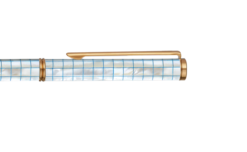 Inspired - Engrave Blue Checked - Northern Australia White Pearl - Titanium Gold Plated