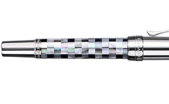 BLU-1997 - Rollerball Pen - Checked - Tahiti Black Pearl & Northern Australia White Pearl -White Gold Plated