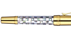 BLU-1997 - Fountain Pen - Checked - New Zealand Abalone & Northern Australia White Pearl - Gold Plated