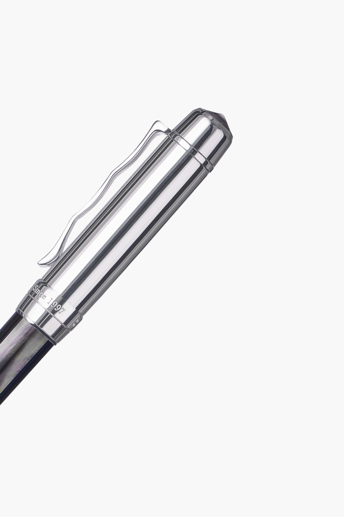 BLU-1997 - Ballpoint Pen - Tahiti Black Pearl - White Gold Plated