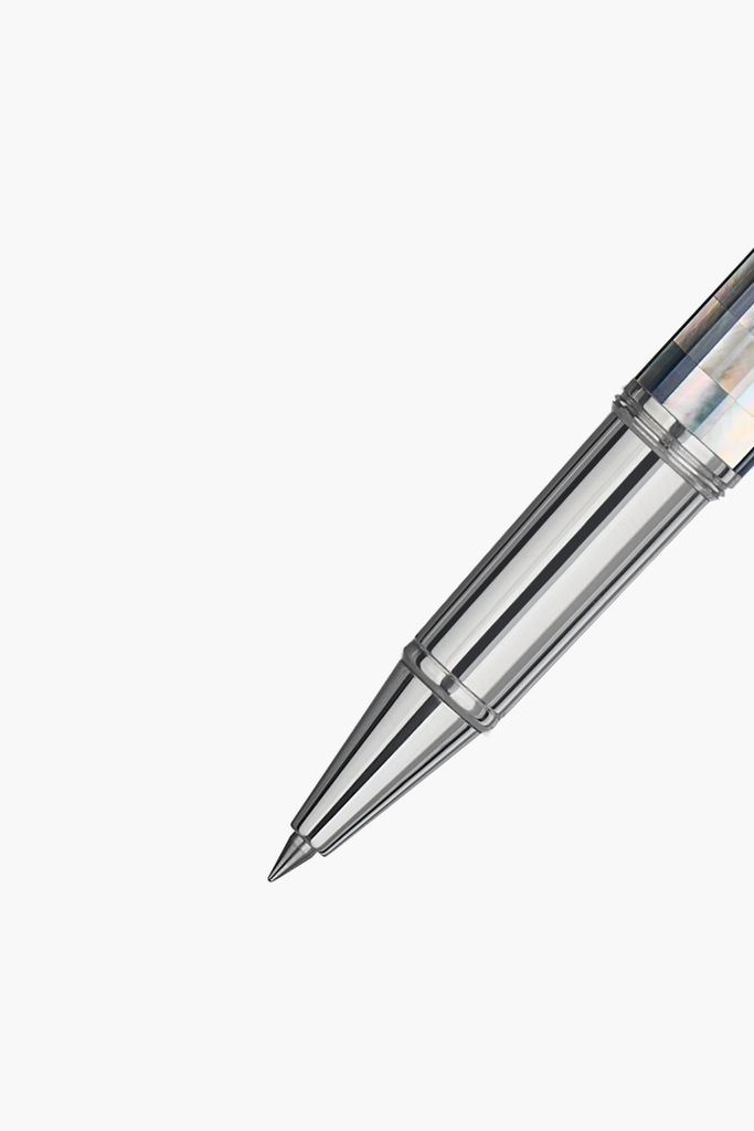 Gemprise - Rollerball Pen - Checked - Tahiti Black Pearl - White Gold Plated
