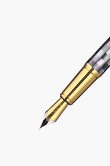 BLU-1997 - Fountain Pen - Checked -Tahiti Black Pearl - Gold Plated