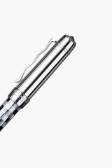 BLU-1997 - Rollerball Pen - Checked - Tahiti Black Pearl & Northern Australia White Pearl -White Gold Plated