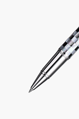 BLU-1997 - Rollerball Pen - Checked - Tahiti Black Pearl & Northern Australia White Pearl -White Gold Plated