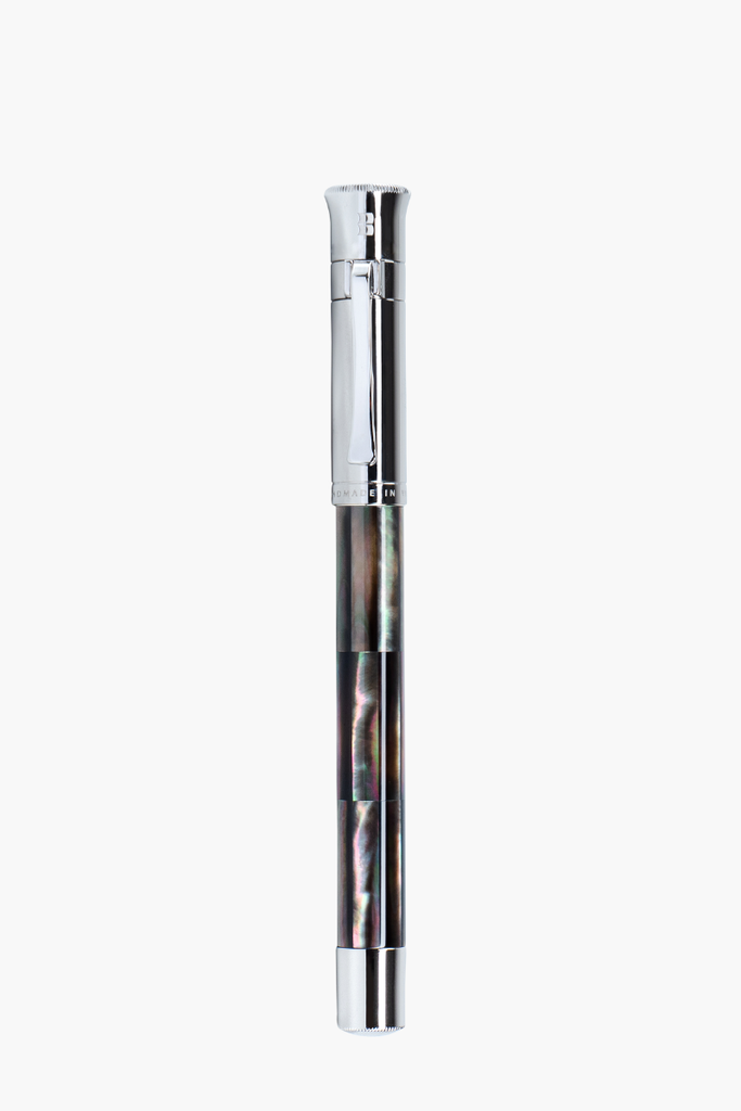 Gemperor - Rollerball Pen - Tahiti Black Pearl - White Gold Plated