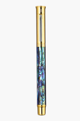 Gemprise - Fountain Pen - New Zealand Abalone - Gold Plated With White Clip