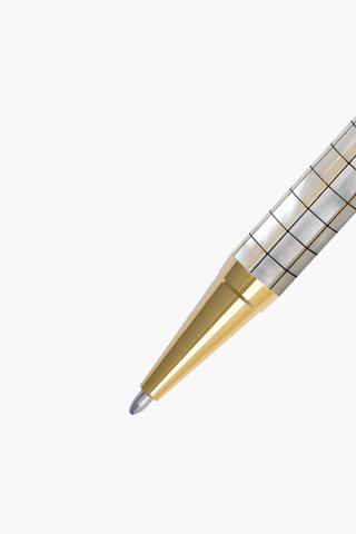 Inspired - Engrave Black Checked - Northern Australia White Pearl - Titanium Gold Plated