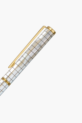 Inspired - Engrave Black Checked - Northern Australia White Pearl - Titanium Gold Plated