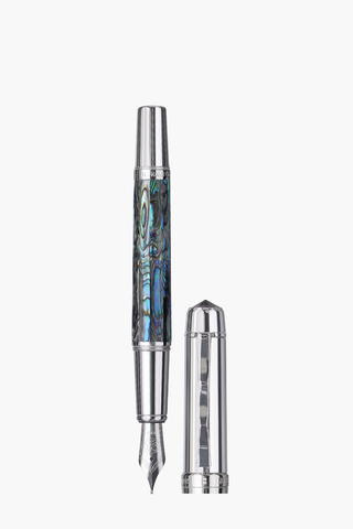 BLU-1997 - Fountain Pen - New Zealand Abalone - White Gold Plated