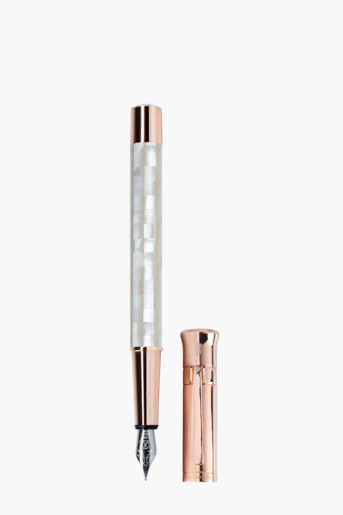 Gemperor - Fountain Pen - Checked - Northern Australia White Pearl - Rose Gold Plated