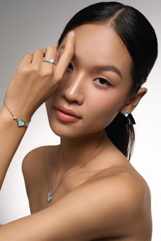 Heartbeat -Bracelet - Alice Blue - Sterling Silver White Gold Plated
