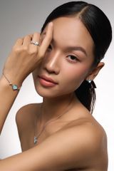 Heartbeat -Bracelet - Alice Blue - Sterling Silver White Gold Plated