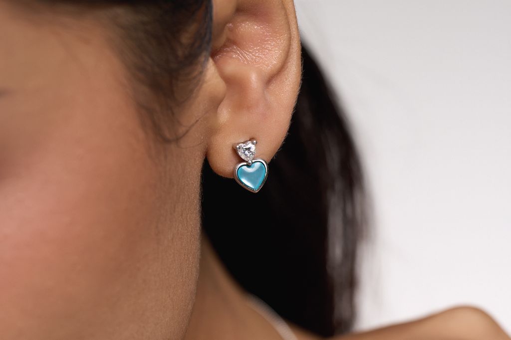 Heartbeat - Earrings - Blue Moon - Sterling Silver White Gold Plated