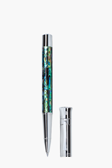 Gemperor - Rollerball Pen - New Zealand Abalone  - White Gold Plated