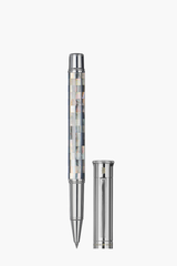 Gemprise - Rollerball Pen - Checked - Tahiti Black Pearl - White Gold Plated