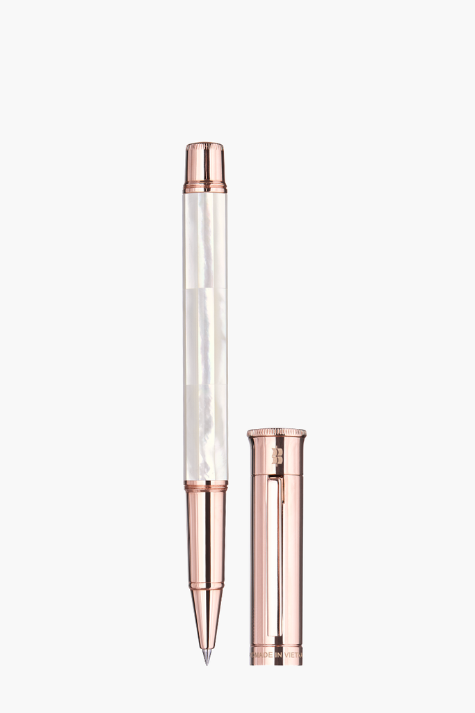 Gemprise - Rollerball Pen - Northern Australia White Pearl - Rose Gold Plated