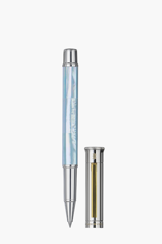 Gemprise - Bút Mực Nước Ngọc Trai Xanh Biển Bắc Úc - Mạ Vàng Trắng - Cài Vàng