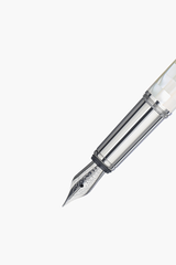 Gemprise - Fountain Pen - Checked - White Trochus - White Gold Plated
