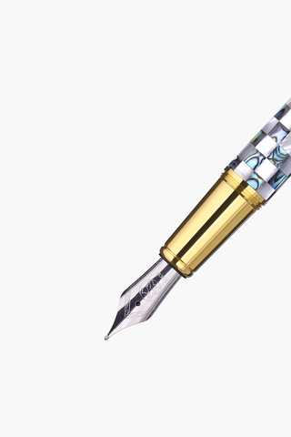 BLU-1997 - Fountain Pen - Checked - New Zealand Abalone & Northern Australia White Pearl - Gold Plated