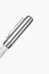 BLU-1997 - Ballpoint Pen - Checked - Northern Australia White Pearl - White Gold Plated