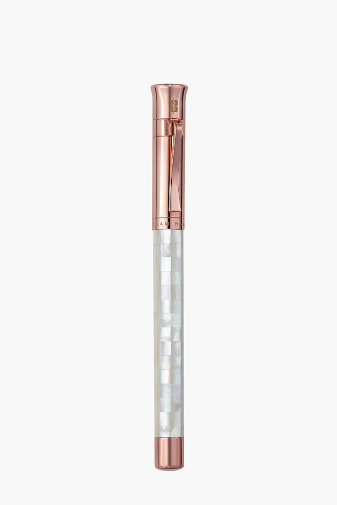 Gemperor - Fountain Pen - Checked - Northern Australia White Pearl - Rose Gold Plated