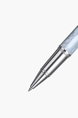 BLU-1997 - Rollerball Pen - Northern Australia Blue Pearl - White Gold Plated (Alice Blue)