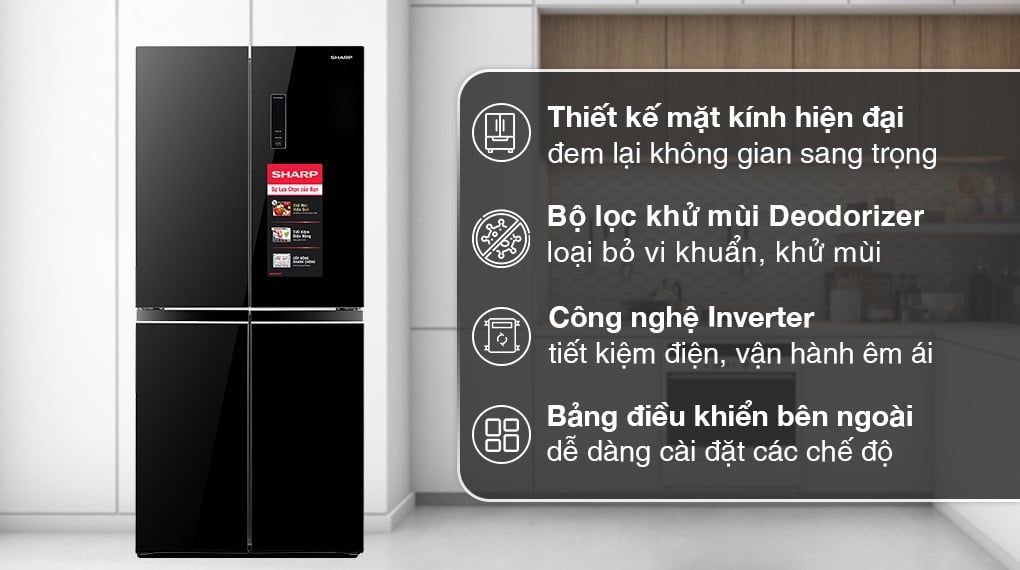 Tủ lạnh Sharp Inverter 362 lít SJ-FX420VG-BK