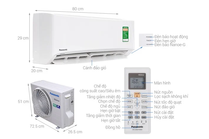 Điều hòa Panasonic 1 chiều Inverter 9000BTU CS/CU-XPU9XKH-8