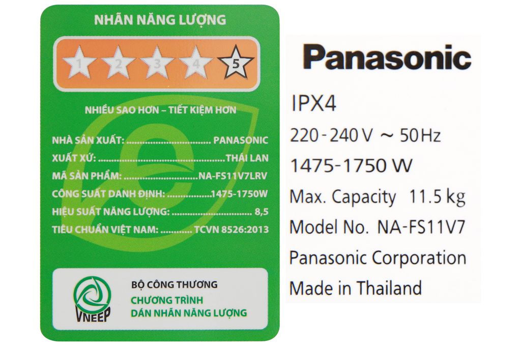 Máy giặt Panasonic Inverter 11.5 Kg NA-FS11V7LRV