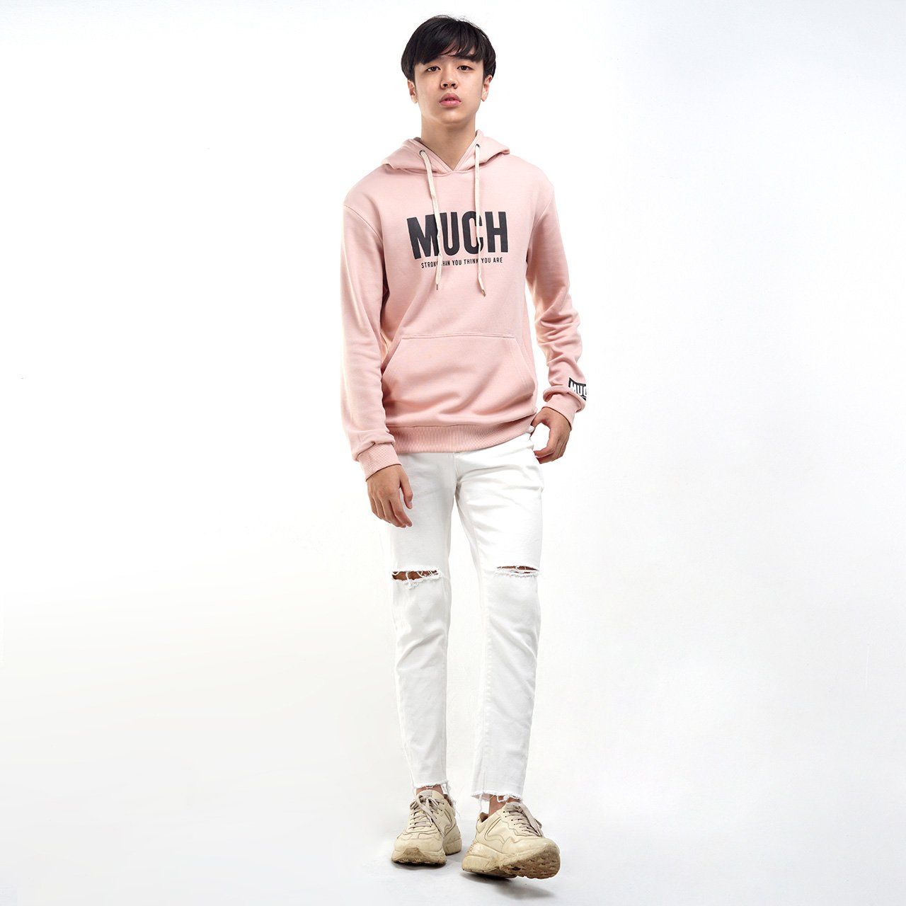 MCHO0006-S1-M003 ÁO HOODIE NAM MÀU HỒNG BỤI