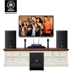 Dàn karaoke SP008744: 2 Loa Yamaha DHR10, Loa Sub Yamaha DXS15 MKII, Vang số JBL VX8 và Micro không dây JBL VM300