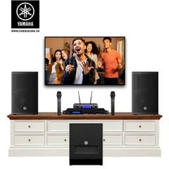 Dàn karaoke SP008744: 2 Loa Yamaha DHR10, Loa Sub Yamaha DXS15 MKII, Vang số JBL VX8 và Micro không dây JBL VM300