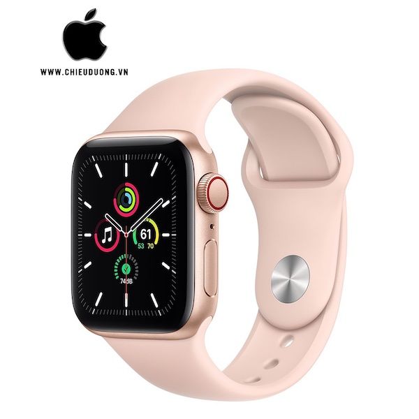 iWatch SE (GPS + Cellular) 44mm Viền Nhôm Vàng - Dây Cao Su Hồng, Apple VN