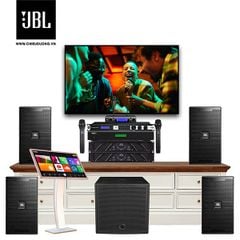 Dàn Karaoke SP009073: 2 cặp Loa JBL KP 4010G2, 2 Cục đẩy Wharfedale Pro XR 1500, Mixer JBL KX180A, Micro không dây JBL VM300, Loa Sub Wharfedale Pro DELTA AX15B, Đầu karaoke VIETK KTV PLUS 4K 4TB, Màn hình Karaoke VIETK cảm ứng điện dung 22 inch