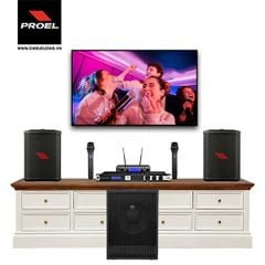 Dàn Karaoke SP009129: 2 Loa PROEL FreeOneX, 1 Loa Sub PROEL S12A, Mixer KX180A và Micro JBL VM300