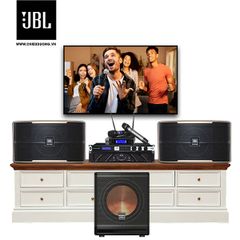 Bộ dàn Karaoke SP008789: Loa JBL Pasion 12, Loa Paramax SUB-A30, Mixer JBL KX180A, Cục đẩy công suất Wharfedale Pro XR 2500, Micro không dây JBL VM200