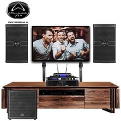 Bộ dàn Karaoke SP008174: 1 cặp Loa Wharfedale Pro ANGLO X12, Cục đẩy công suất Wharfedale CPD 2600, Mixer JBL KX180A, Micro không dây JBL VM300 và Loa Subwoofer Wharfedale Pro DELTA AX18B