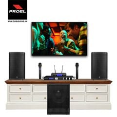 Dàn Karaoke SP009132: 2 Loa PROEL DIVA12A, Mixer JBL KX180A, Micro không dây JBL VM300 và Loa Sub PROEL S12A