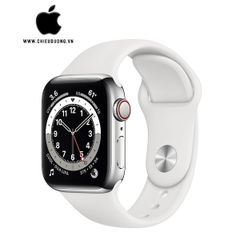 iWatch Series 6 (GPS + Cellular) 44mm Viền Thép Bạc - Dây Cao Su Trắng, Apple VN