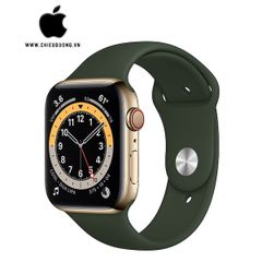 iWatch Series 6 (GPS + Cellular) 44mm Viền Thép Vàng - Dây Cao Su Xanh lá, Apple VN