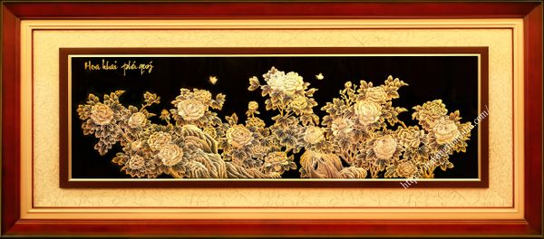  Tranh Hoa khai phú quý Vàng 9999 (105 x 245) 