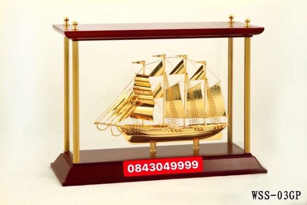  Thuyền Buồm Cột Đồng Mạ Vàng 24K - S04 