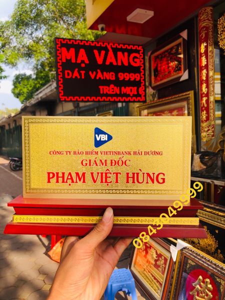  Biển Chức Danh  Bảo Hiểm Vietinbank Hải Dương Mạ Vàng 