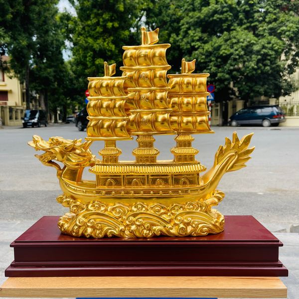  Thuyền Rồng Đầu Rồng Mạ Vàng 24K 