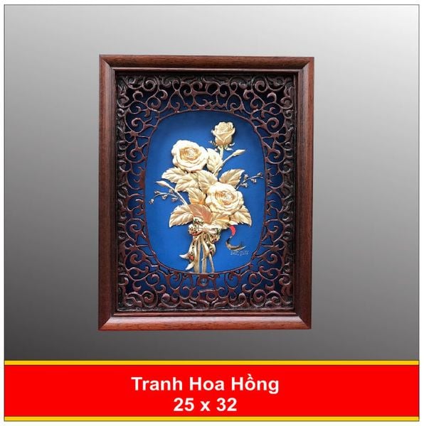  Tranh Hoa Hồng Mạ Vàng 24K - 2532 