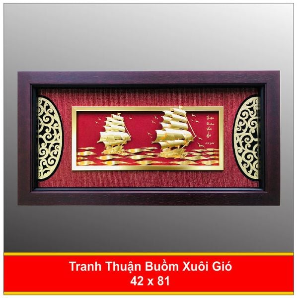  Tranh Thuận Buồm Xuôi Gió Mạ Vàng - 4281 Nền Đỏ 