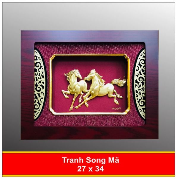  Tranh Song Mã - Thành Công Nhân Đôi Mạ Vàng 24K 