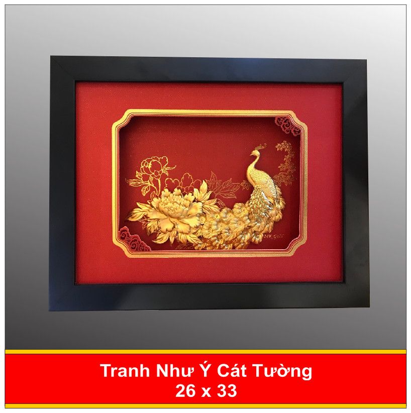  Tranh Hoa Mẫu Đơn Mạ Vàng - 2633 Đỏ 