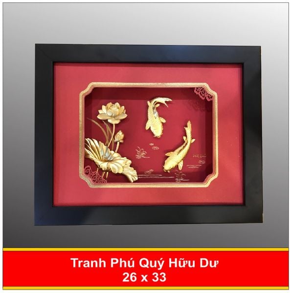  Tranh Cá Chép Hoa Sen Mạ Vàng 2633 Đỏ 