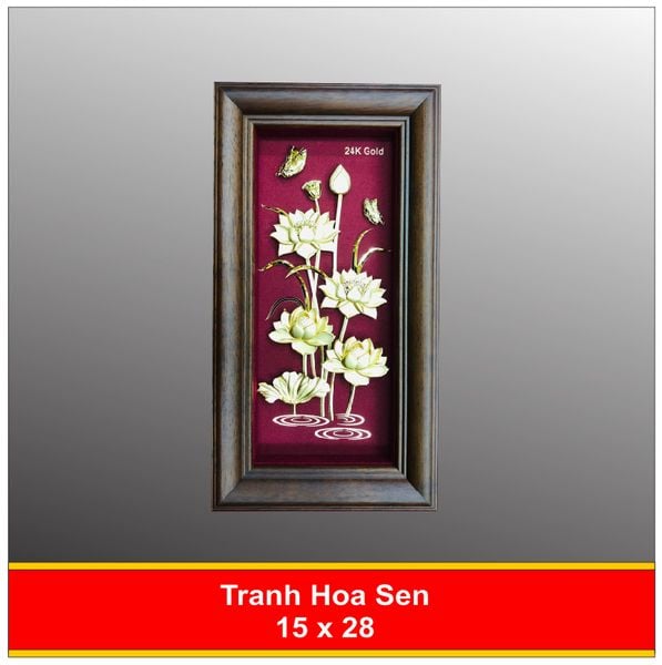  Tranh Hoa Sen Mạ Vàng 15x28 